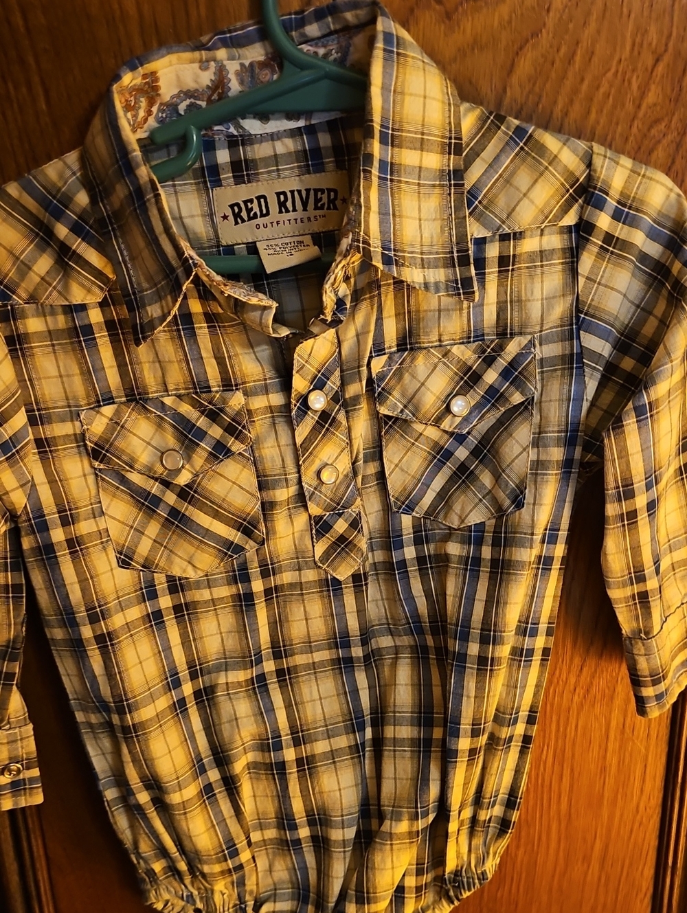 Red River Kids Plaid Pearl Snap Onesie